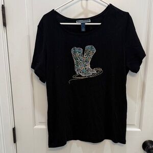 Karen Scott Black Cotton T-Shirt